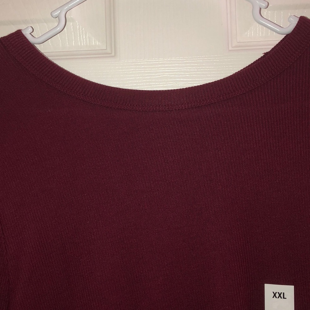 NWT Burgundy Long Sleeve Soft Ribbed Top for Women - Picture 3 of 9